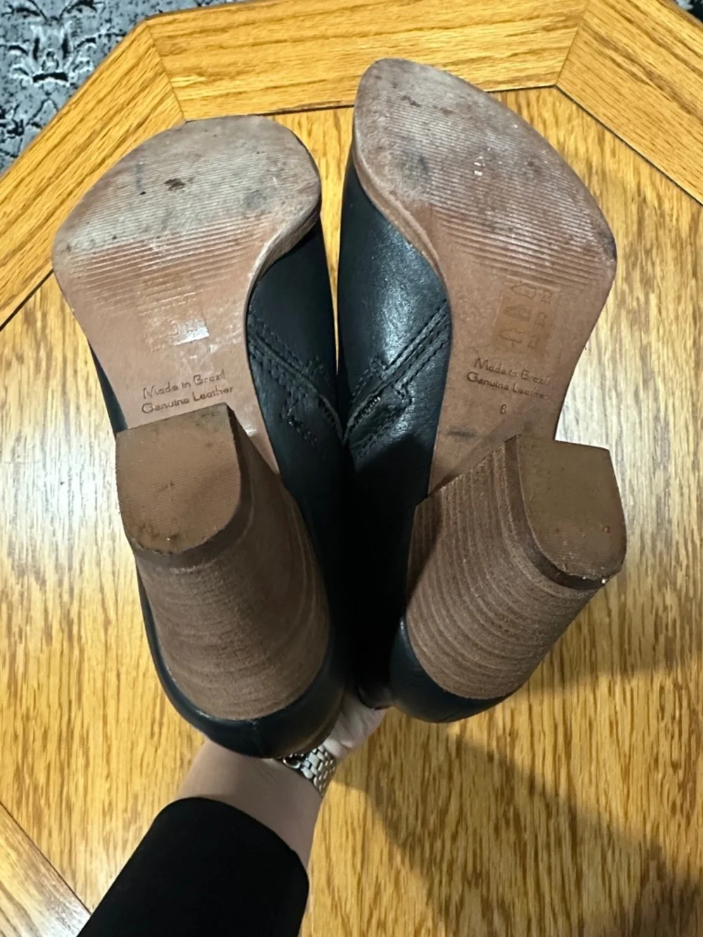 *MADEWELL* Black x Tan Leather Block Heel Ankle Billie Boots Size 8